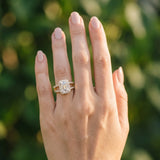 Yellow gold Emerald Cut Halo Split Shank Diamond Ring with Four-Prong Setting_12