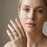 Yellow gold Emerald Cut Halo Split Shank Diamond Ring with Four-Prong Setting_13