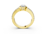 Yellow gold Emerald Cut Halo Split Shank Diamond Ring with Four-Prong Setting_67