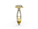 Yellow gold Emerald Cut Halo Split Shank Pave Set Ring_69