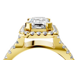 Yellow gold Emerald Cut Halo Split Shank Pave Set Ring_71