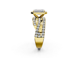Yellow gold Emerald Cut Halo Split Shank Prong Setting Ring_90