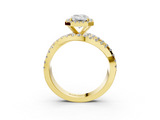 Yellow gold Emerald Cut Halo Split Shank Prong Setting Ring_91