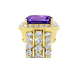 Yellow gold Emerald Cut Halo Tanzanite Ring with Split Shank and Four-Prong Setting_5