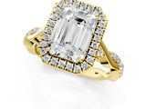 Yellow gold Emerald Cut Halo Twist Band with Four-Prong Setting_4