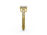 Yellow gold Emerald Cut Milgrain Channel Set Engagement Ring with Solitaire Prong Setting_104