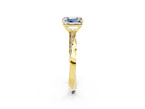 Yellow gold Emerald Cut Moissanite Engagement Ring with Side Stone Accents and Four-Prong Setting_62