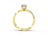 Yellow gold Emerald Cut Moissanite Engagement Ring with Side Stone Accents and Four-Prong Setting_63
