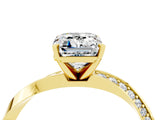 Yellow gold Emerald Cut Moissanite Engagement Ring with Side Stone Accents and Four-Prong Setting_64
