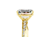 Yellow gold Emerald Cut Moissanite Engagement Ring with Side Stone Accents and Four-Prong Setting_65