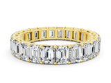 Yellow gold Emerald Cut Moissanite Eternity Band with Shared Prong Setting_6