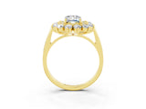 Yellow gold Emerald Cut Moissanite Floral Double Halo Engagement Ring with Prong Setting_75