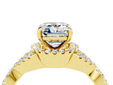 Yellow gold Emerald Cut Moissanite  Halo Twist Band Solitaire Prong Setting Ring_52