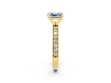 Yellow gold Emerald Cut Moissanite Milgrain Pavé Engagement Ring with Four-Prong Setting_14