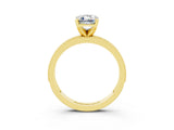 Yellow gold Emerald Cut Moissanite Milgrain Pavé Engagement Ring with Four-Prong Setting_15