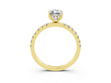 Yellow gold Emerald Cut Moissanite Pave Band Solitaire Ring with Four-Prong Setting_27