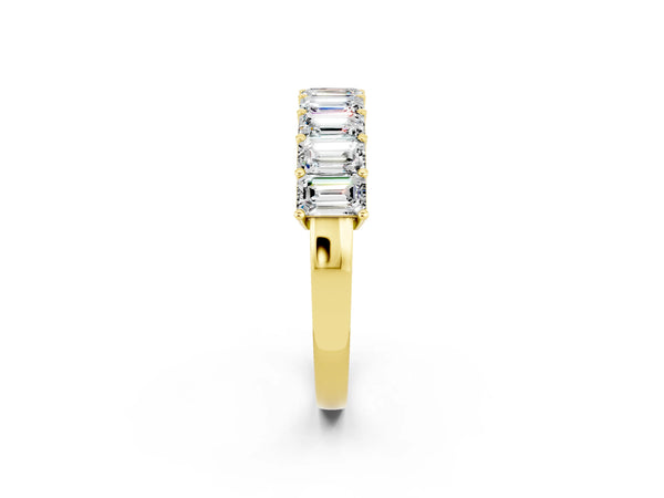 Yellow gold Emerald Cut Moissanite Prong-Set Eternity Band