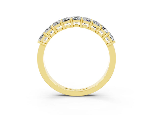 Yellow gold Emerald Cut Moissanite Prong-Set Eternity Band