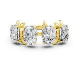 Yellow gold Emerald Cut Moissanite Prong-Set Half Eternity Band_18