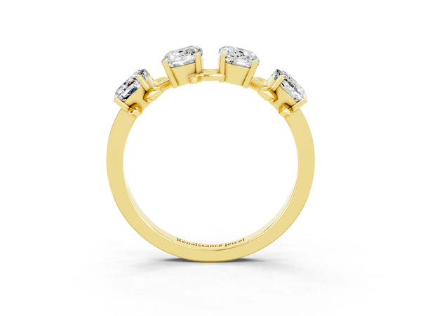Yellow gold Emerald Cut Moissanite Prong-Set Half Eternity Band