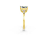 Yellow gold Emerald Cut Moissanite Ring with Side Stones and Four-Prong Setting_38