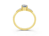 Yellow gold Emerald Cut Moissanite Ring with Side Stones and Four-Prong Setting_39