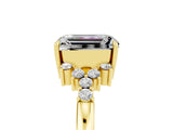 Yellow gold Emerald Cut Moissanite Ring with Side Stones and Four-Prong Setting_41
