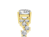 Yellow gold Emerald Cut Moissanite Scattered Round Accent Ring with Prong Setting_17