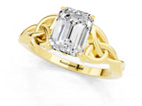 Yellow gold Emerald Cut Moissanite Solitaire Celtic Knot Ring with Four-Prong Setting_13