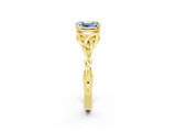 Yellow gold Emerald Cut Moissanite Solitaire Celtic Knot Ring with Four-Prong Setting_14