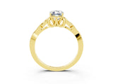 Yellow gold Emerald Cut Moissanite Solitaire Celtic Knot Ring with Four-Prong Setting_15