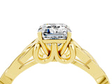 Yellow gold Emerald Cut Moissanite Solitaire Celtic Knot Ring with Four-Prong Setting_16