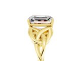 Yellow gold Emerald Cut Moissanite Solitaire Celtic Knot Ring with Four-Prong Setting_17