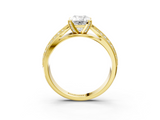 Yellow gold Emerald Cut Moissanite   Solitaire Diamond Ring with Milgrain Pavé Band and Four-Prong Setting_37