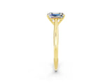 Yellow gold Emerald Cut Moissanite Solitaire Engagement Ring with Cathedral Setting and Four-Prong Mount_26