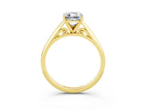 Yellow gold Emerald Cut Moissanite Solitaire Engagement Ring with Cathedral Setting and Four-Prong Mount_27