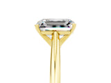 Yellow gold Emerald Cut Moissanite Solitaire Engagement Ring with Cathedral Setting and Four-Prong Mount_29