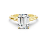 Yellow gold Emerald Cut Moissanite Solitaire Engagement Ring with Cathedral Setting and Four-Prong Mount_30