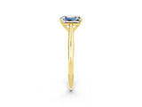 Yellow gold Emerald Cut Moissanite Solitaire Engagement Ring with Cathedral Setting and Four-Prong Mount_32