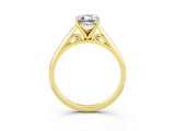 Yellow gold Emerald Cut Moissanite Solitaire Engagement Ring with Cathedral Setting and Four-Prong Mount_33