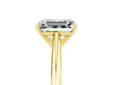Yellow gold Emerald Cut Moissanite Solitaire Engagement Ring with Cathedral Setting and Four-Prong Mount_35