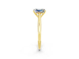 Yellow gold Emerald Cut Moissanite Solitaire Engagement Ring with Cathedral Setting and Four-Prong Mount_68
