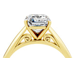 Yellow gold Emerald Cut Moissanite Solitaire Engagement Ring with Cathedral Setting and Four-Prong Mount_70