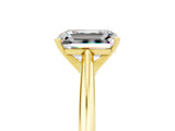 Yellow gold Emerald Cut Moissanite Solitaire Engagement Ring with Cathedral Setting and Four-Prong Mount_71