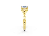 Yellow gold Emerald Cut Moissanite Solitaire Engagement Ring with Celtic Knot Band and Four-Prong Setting_2