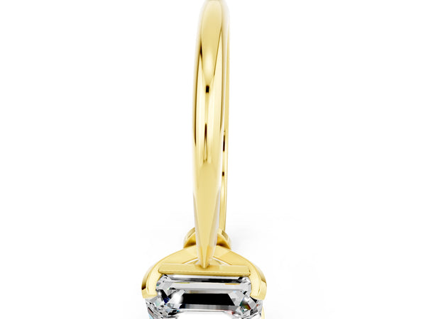 Yellow gold Emerald Cut Moissanite Solitaire Engagement Ring with Classic Band and Four-Prong Setting