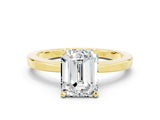 Yellow gold Emerald Cut Moissanite Solitaire Engagement Ring with Classic Band and Four-Prong Setting_24
