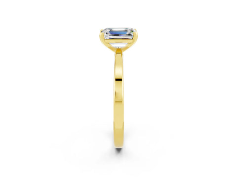 Yellow gold Emerald Cut Moissanite Solitaire Engagement Ring with Classic Band and Four-Prong Setting_26