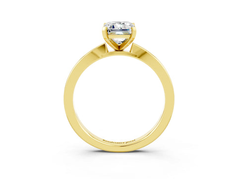 Yellow gold Emerald Cut Moissanite Solitaire Engagement Ring with Classic Band and Four-Prong Setting_27
