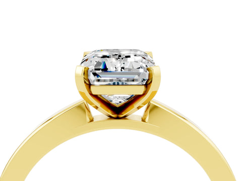Yellow gold Emerald Cut Moissanite Solitaire Engagement Ring with Classic Band and Four-Prong Setting_28